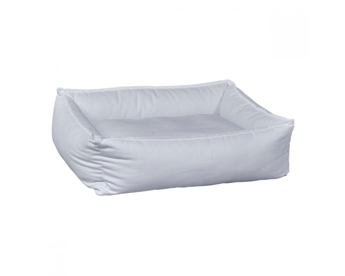 The Bowsers B Lounge Dog Bed. It's the pure white colored Cotton Linen fabric