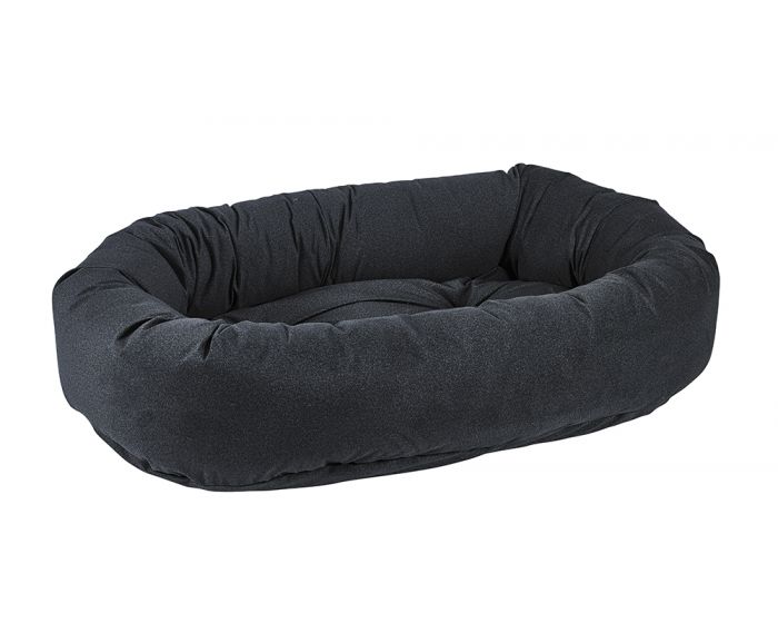  Bowsers Donut Dog Bed which is black colored flint fabric. The bolster sides are padded all the way around like a donut 