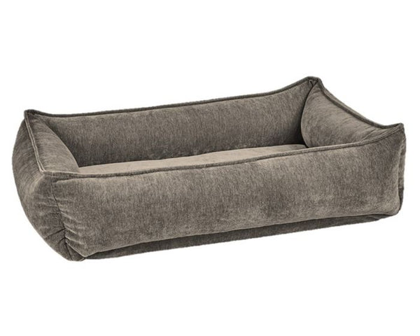 The bowsers urban lounger dog bed. This one is bark and holds a dusty brown color. It's four padded bolsters