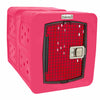 This dakota 283 kennel is hot pink. The dakota logo is written on a silver badge in the top middle panel.