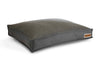 The stone shepherd houndry lounger bed is dark grey with a light linen texture it. 